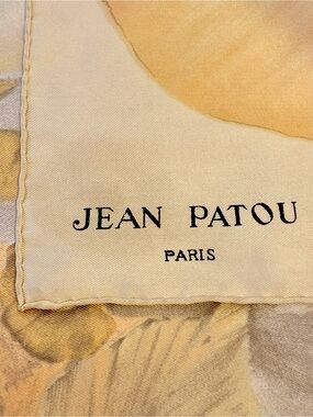 Vintage JEAN PATOU Paris 1970s Silk Scarf Watercolor Bouquet